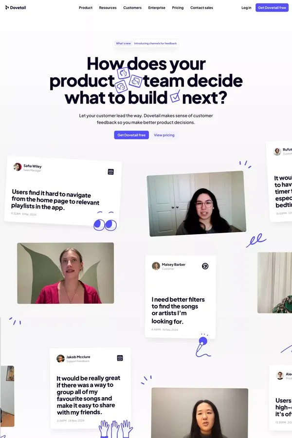 Customer Insights Hub — Dovetail - Landing design inspiration