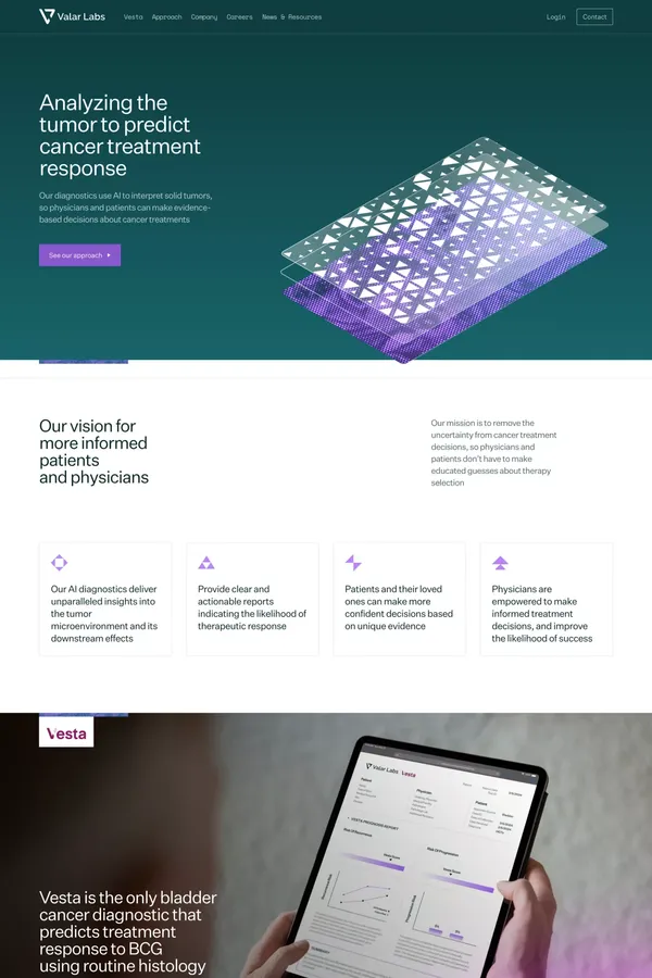 Analyzing the tumor to predict cancer treatment response - Landing design inspiration