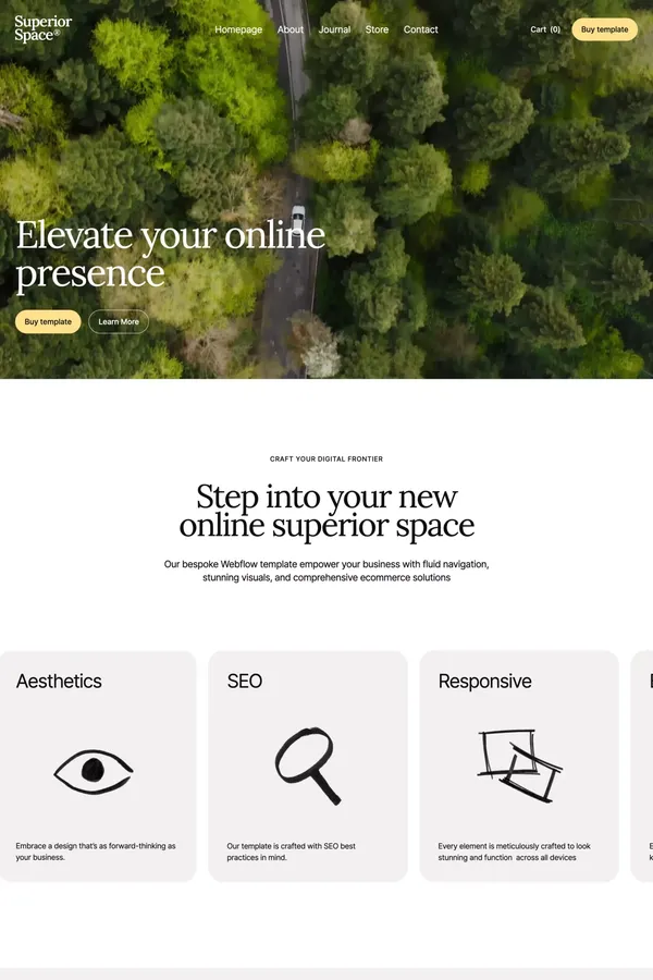 Superior Space - Webflow Ecommerce website template - Template design inspiration