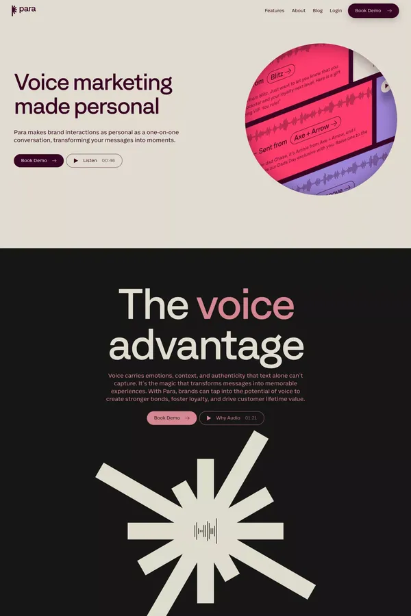 Para | Personalized Voice Messaging for Pioneering Brands - Landing design inspiration