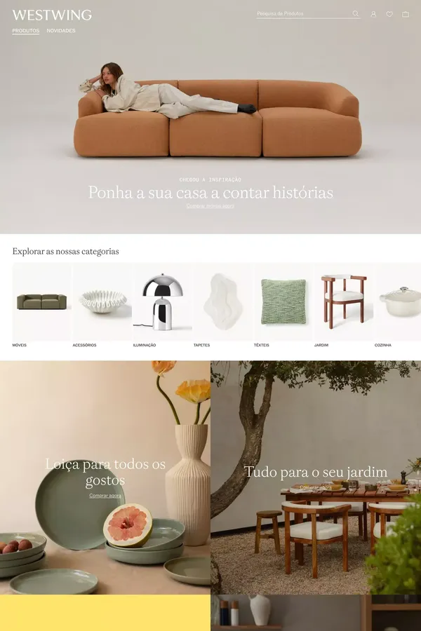 Westwing | A sua loja online de móveis, decoração de interiores e mais! - Ecommerce design inspiration