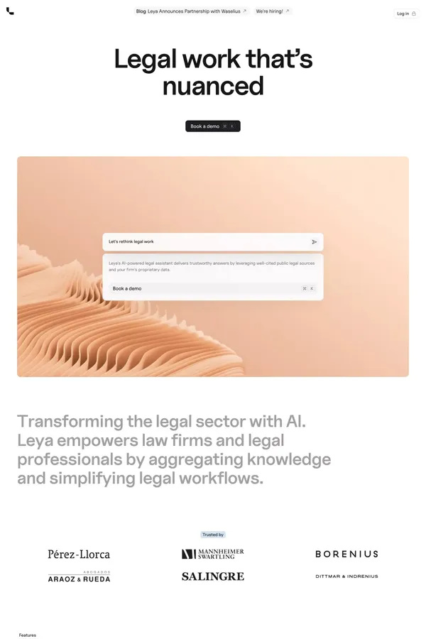 Leya | The future of legal work - Landing design inspiration