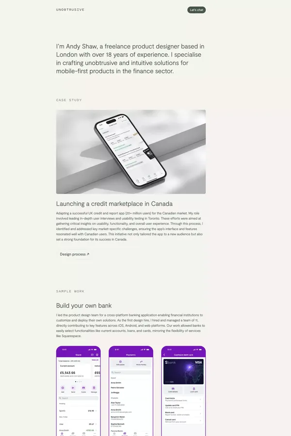 Unobtrusive - Portfolio design inspiration