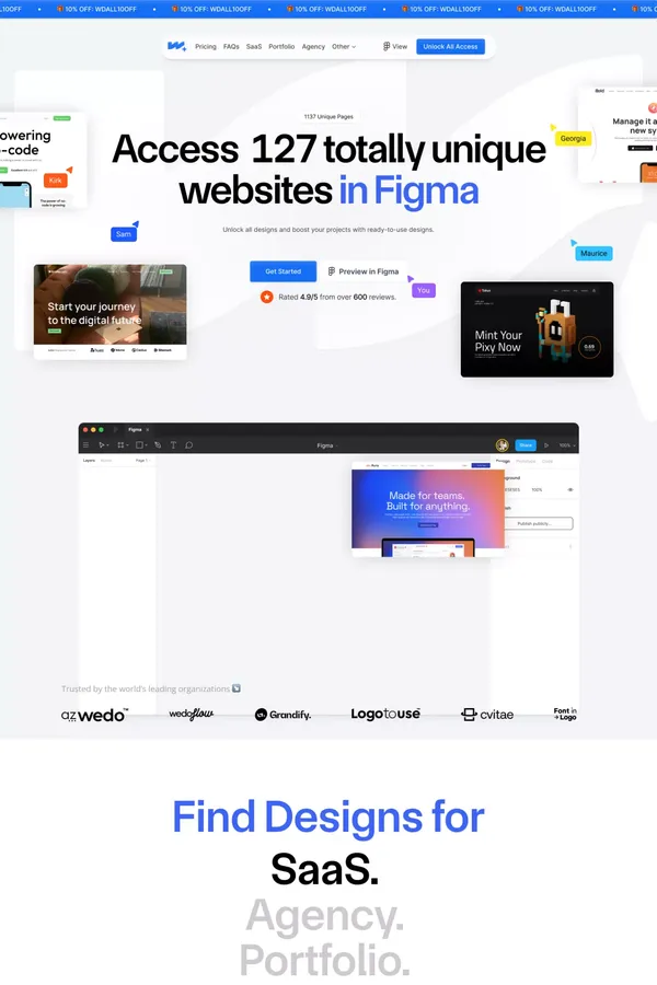 Premium Collection of 127 Figma UI Website Designs | Wonderlist