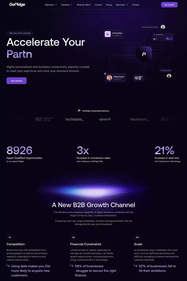 GoPidge | Fastest growing B2B solution - Landing design inspiration