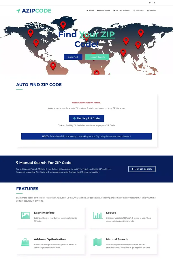 AZipCode - Free ZIP Code Lookup and Address Finder - website design inspiration