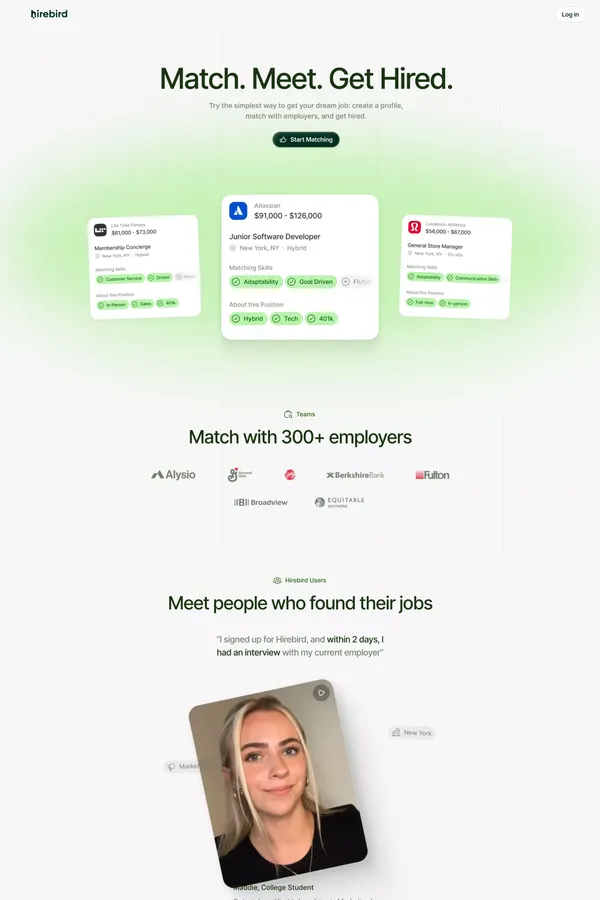 Match. Meet. Get Hired - Landing design inspiration