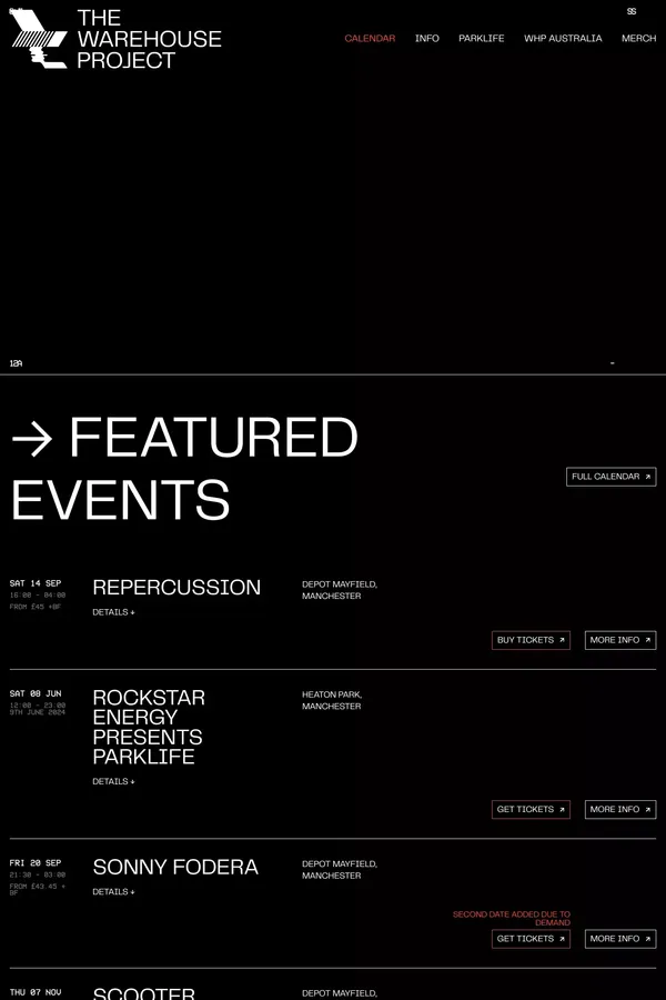 Home - The Warehouse Project - website design inspiration