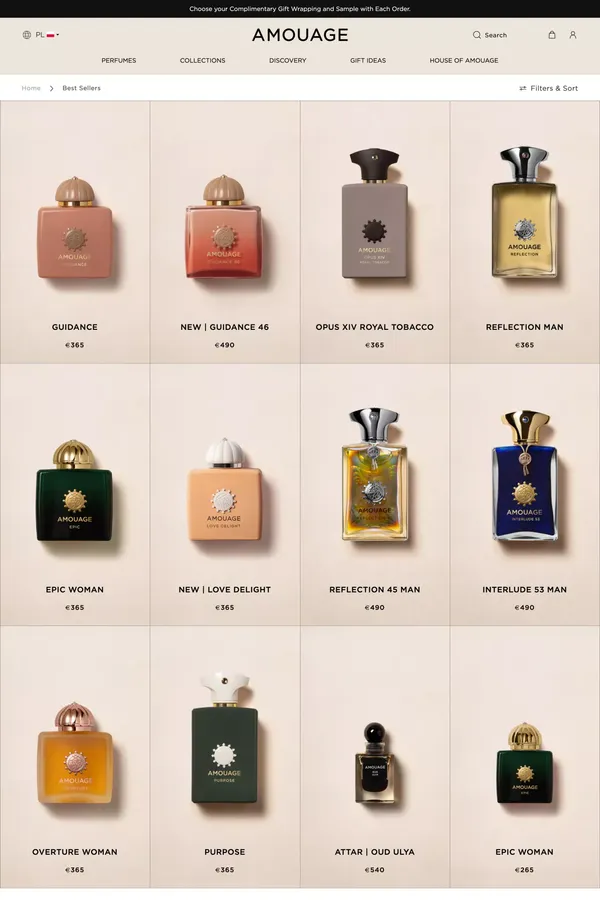 Best sellers – The House of Amouage - Product listing design inspiration
