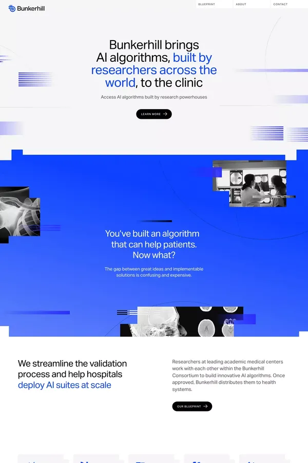 Bunkerhill Health | Advancing AI Healthcare from Concept to Clinic - Landing design inspiration