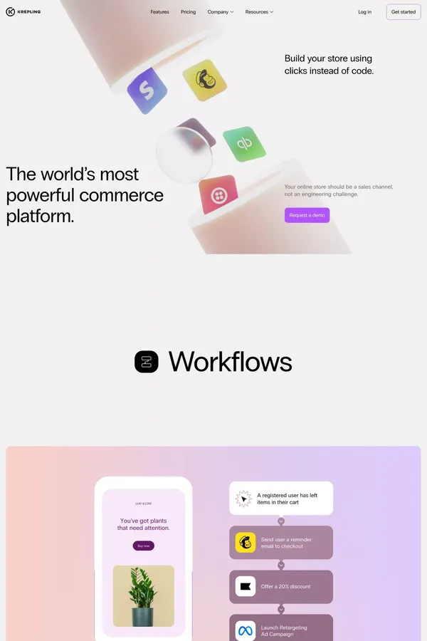 Krepling | Leading centralized commerce building tool and software - Landing design inspiration