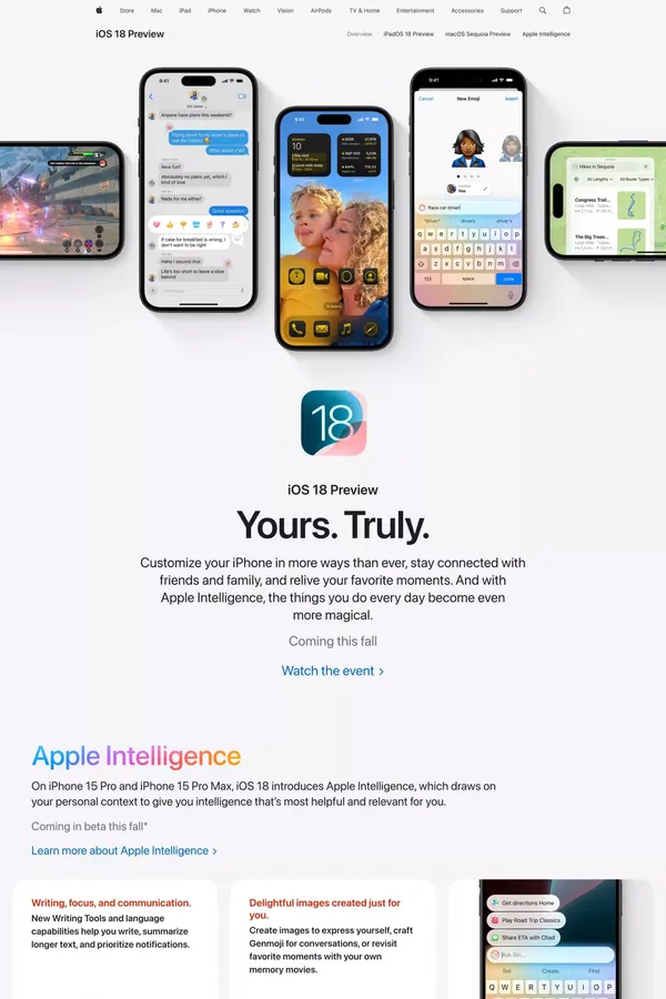 iOS 18 Preview - Apple - Landing design inspiration