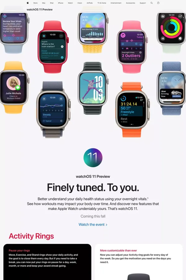 watchOS 11 Preview - Apple - Landing design inspiration
