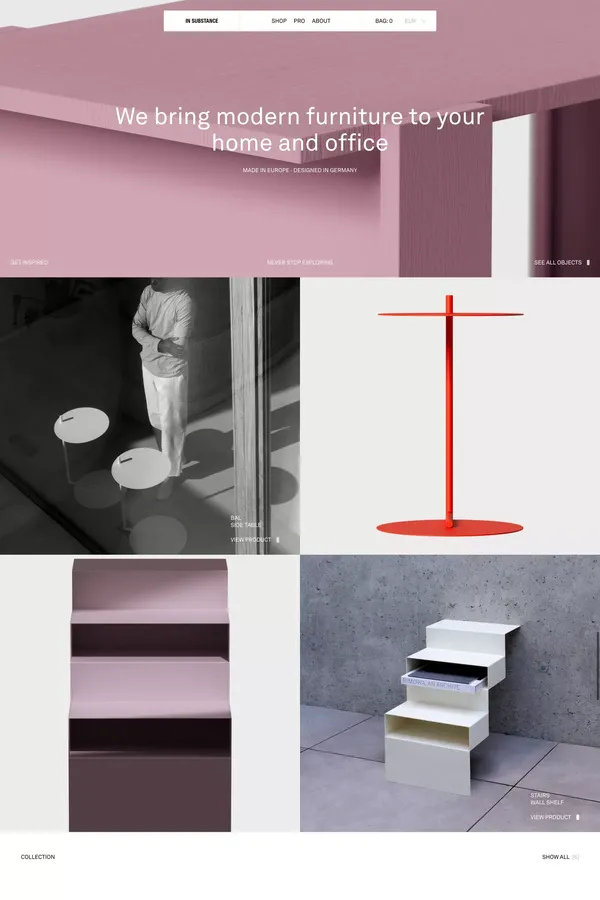 IN SUBSTANCE - Modern Furniture designed in Germany - Ecommerce design inspiration