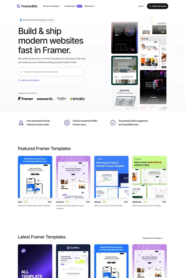FramerBite - Framer Templates & Resources