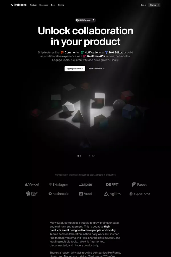 Liveblocks | Unlock collaboration in your product - Landing design inspiration