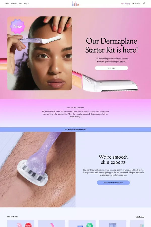 Billie - Ecommerce design inspiration