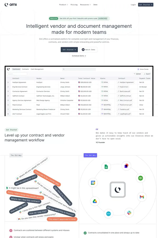 Omi | Vendor and Document Management - Landing design inspiration