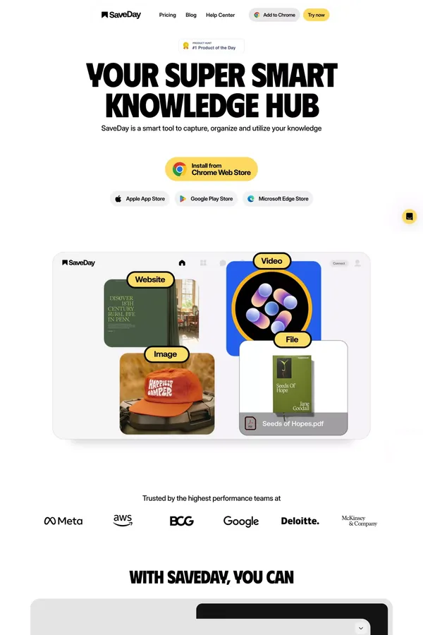 SaveDay - Your Super Smart Knowledge Hub - Landing design inspiration