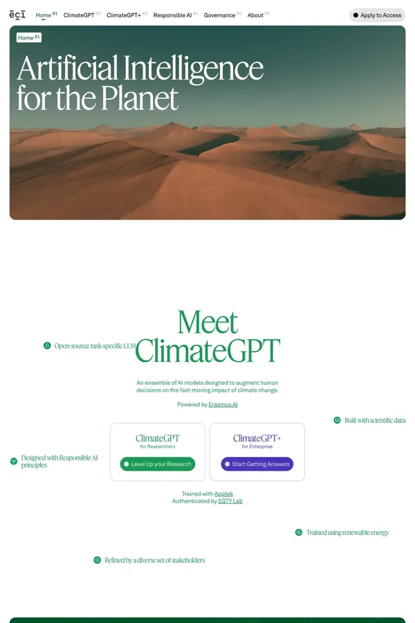 ECI - Endowment for Climate Intelligence: Climate Change AI | ECI - Landing design inspiration