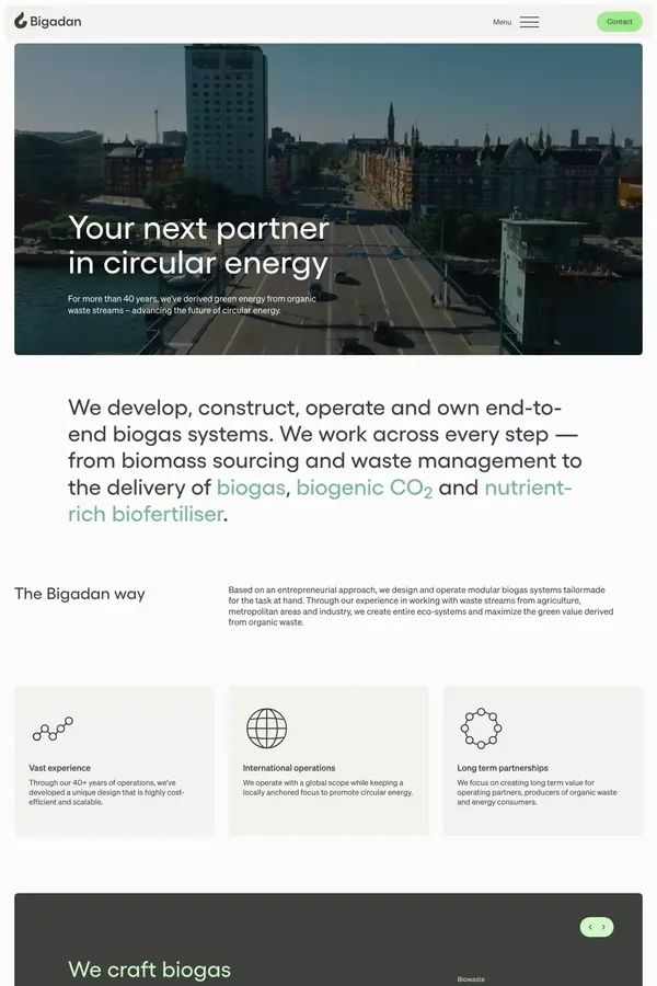 Your next partner in circular energy – Bigadan - Landing design inspiration