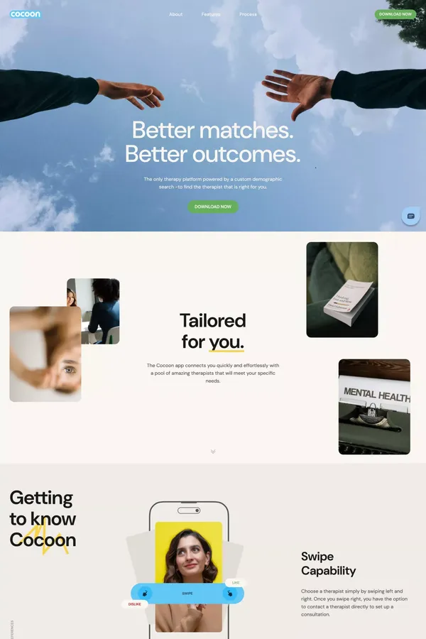 Cocoon | Tailored for you - Landing design inspiration