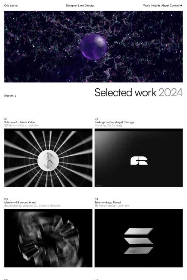 Cris Labno - 3D motion & Brand designer - Portfolio design inspiration