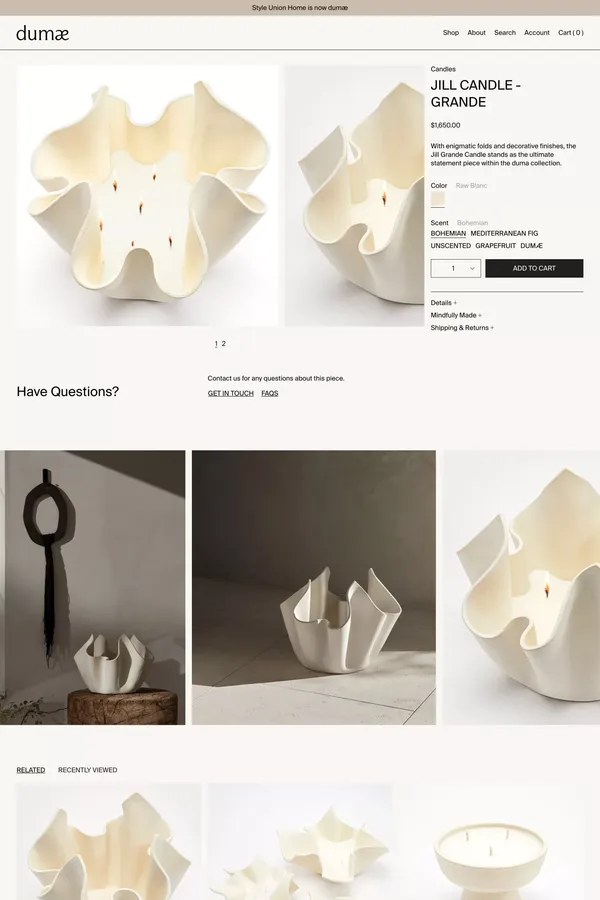 Jill Candle - Grande                  – dumæ - Product page design inspiration