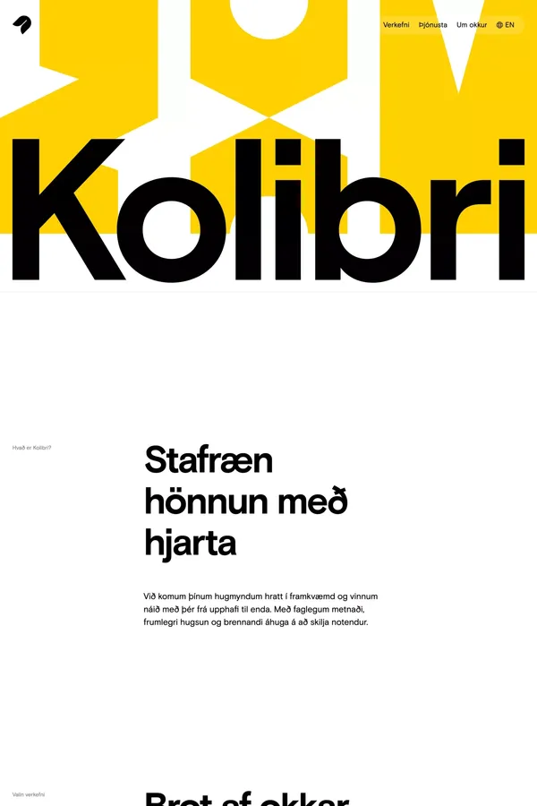 Kolibri — Stafræn hönnun með hjarta - Portfolio design inspiration