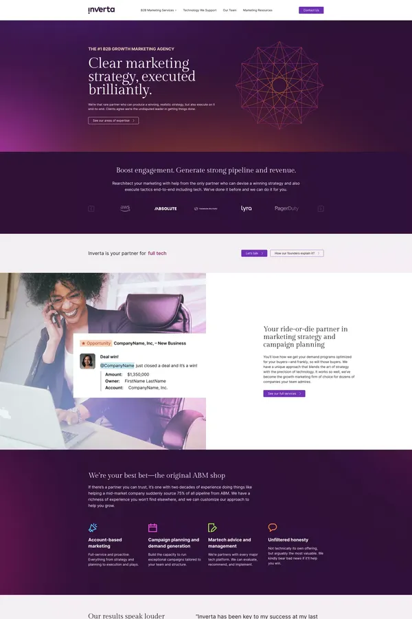 The #1 B2B Growth Marketing Agency | Inverta - Landing design inspiration