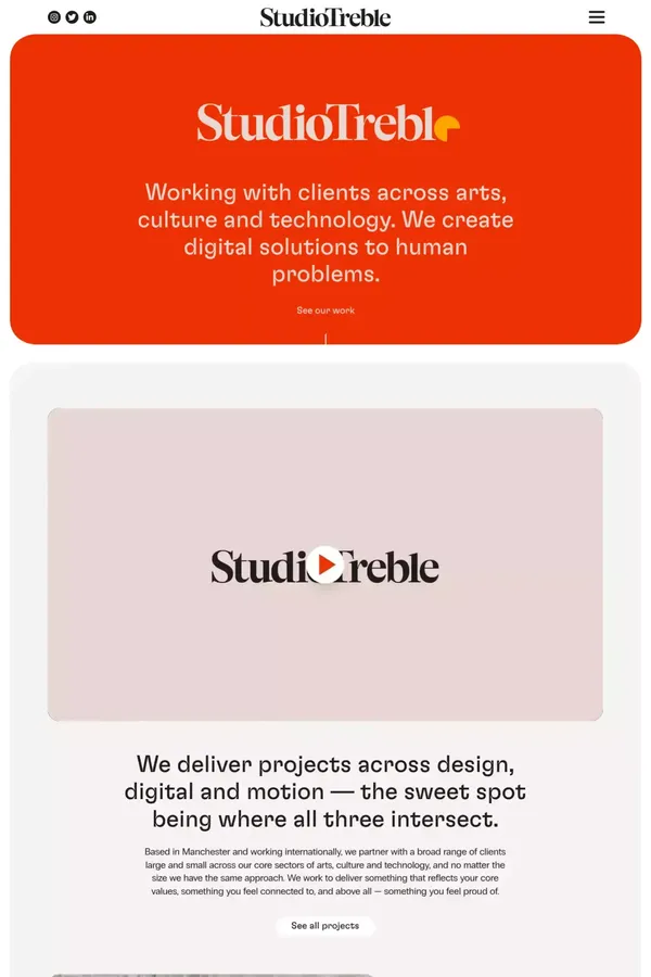 Studio Treble | Design, digital & motion agency in Manchester - Portfolio design inspiration