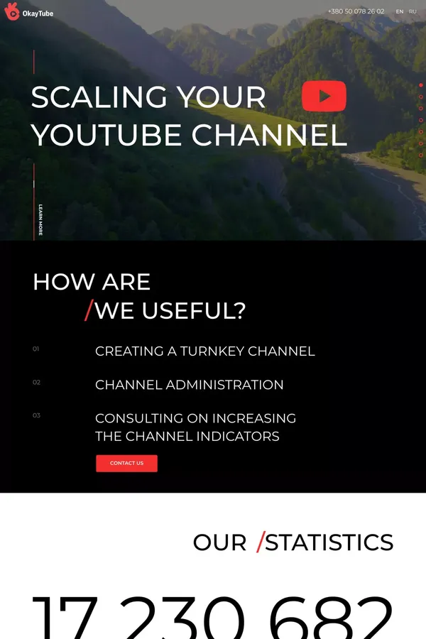 OkayTube - Scaling your YouTube channel - Landing design inspiration