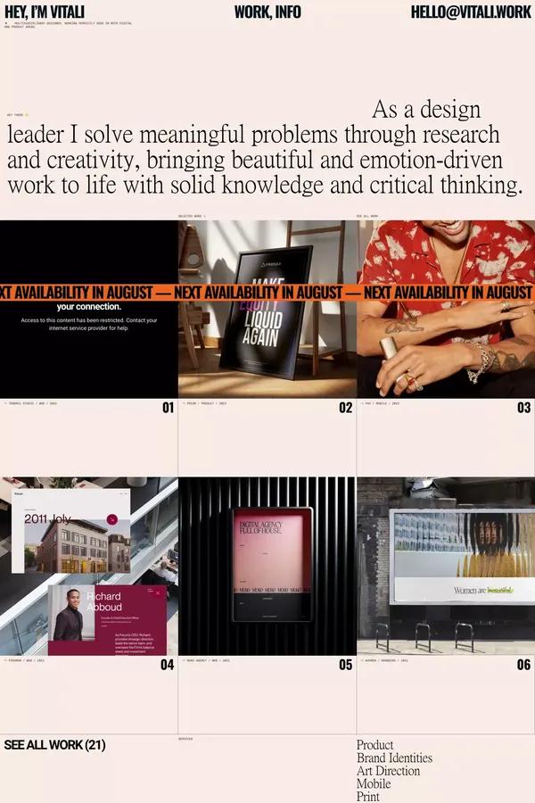 Vitali Zahharov, Designer, Los Angeles - Portfolio design inspiration