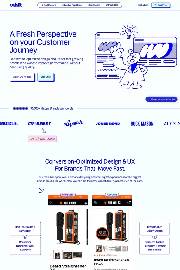 Oddit | A Fresh Perspective on your Customer Journey - Landing design inspiration