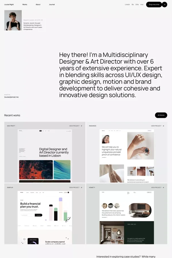 Louise Night – Webflow HTML website template - Template design inspiration