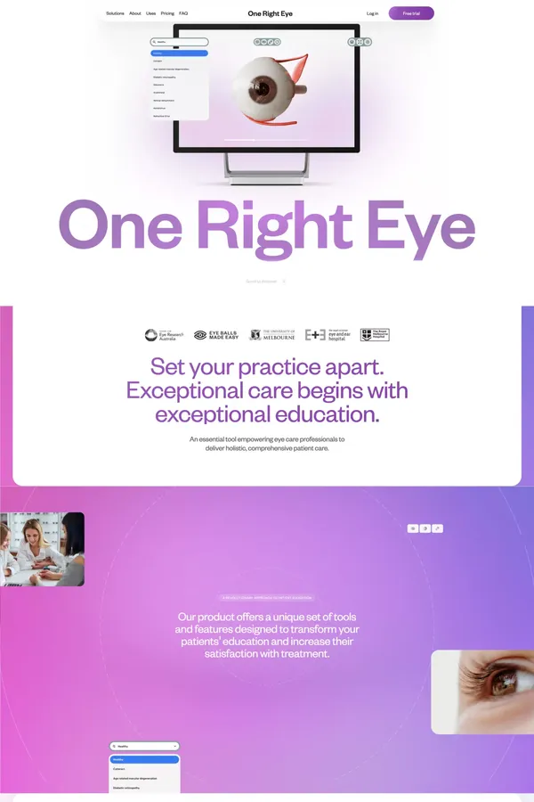 One Right Eye - Landing design inspiration