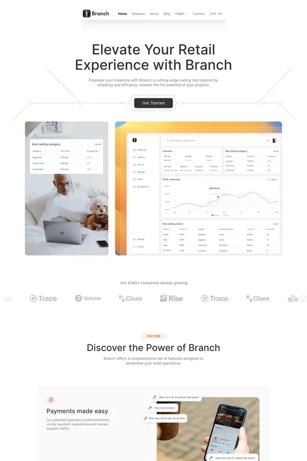 Branch - Webflow Ecommerce website template - Template design inspiration