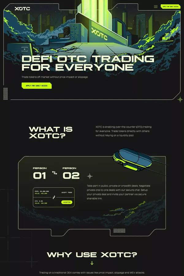 XOTC - OTC Trading For Everyone - Landing design inspiration