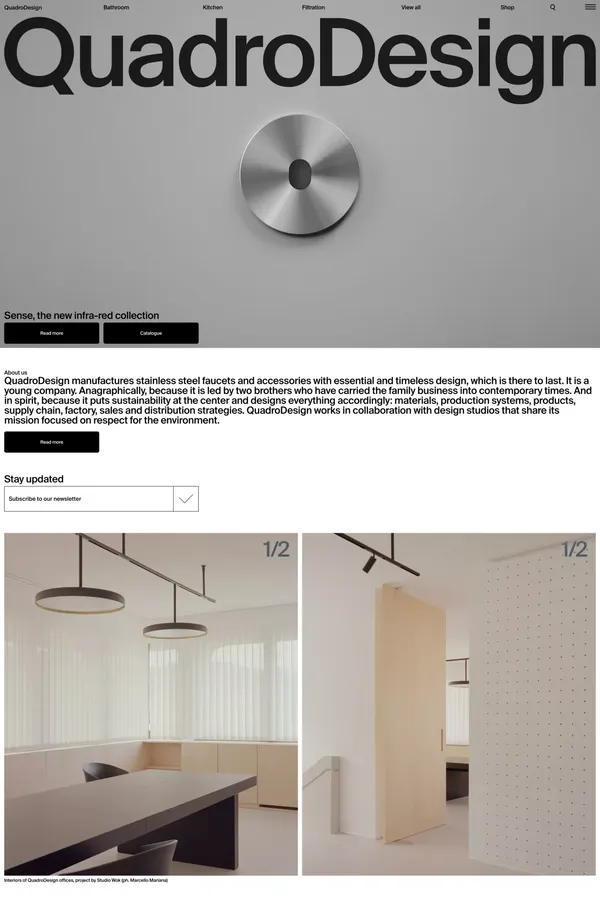 QuadroDesign: Stainless Steel Italian Faucets and Accessories - Landing design inspiration