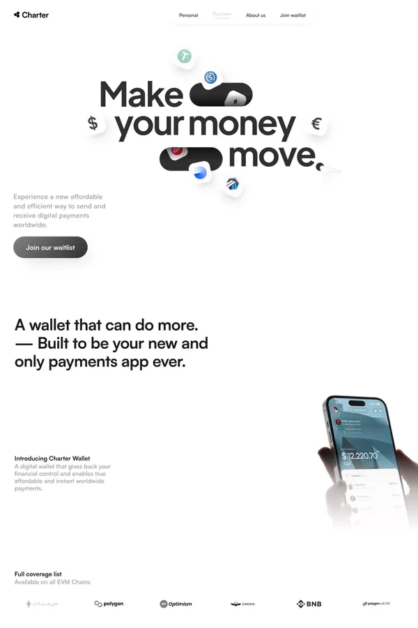 Charter — Instant & Affordable Global Payments - Landing design inspiration