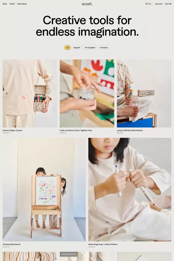 Creative Tools for Endless Imagination – Woset - Ecommerce design inspiration