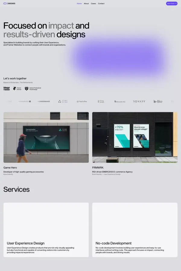 Desses — UX/UI Design & Framer Development - Portfolio design inspiration