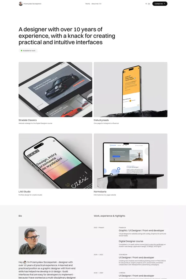 Przemysław Szczepański - UI/UX Designer portfolio - Portfolio design inspiration