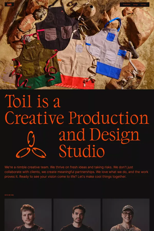 Toil — A Creative Production and Design Studio - Portfolio design inspiration