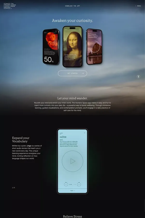 The Humane Space - Unlock the power of curiosity and awe. - Landing design inspiration