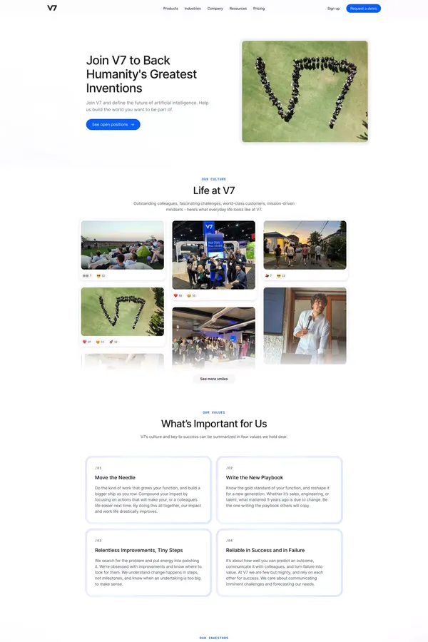 Careers at V7 - Career design inspiration