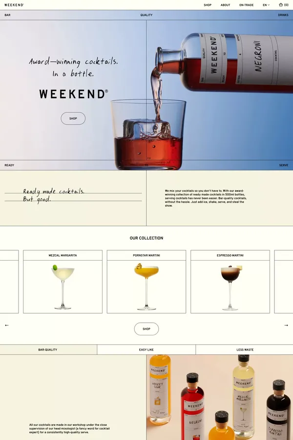 WEEKEND® | Ready Made Cocktails. But good. – WEEKEND® DRINKS - Ecommerce design inspiration
