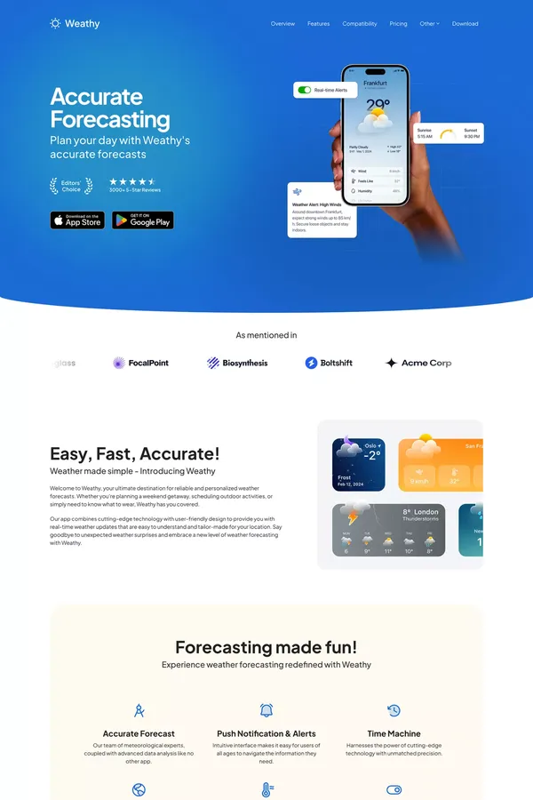 Weathy -  App Landing Page
