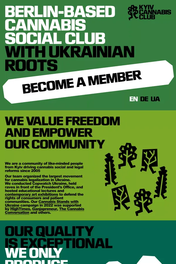 Berlin-based cannabis social club with Ukrainian roots - Landing design inspiration