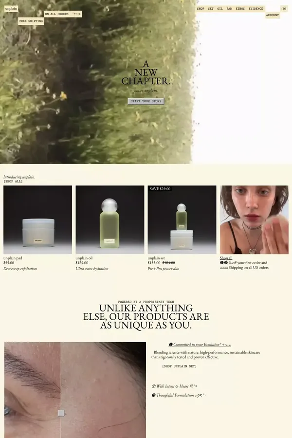 You’re unlike the others — you’re unplain - Ecommerce design inspiration